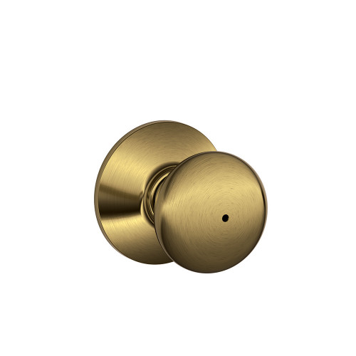 Schlage Residential F40 Plymouth Privacy Knob Lock Function, Antique, Satin Brass Blackened