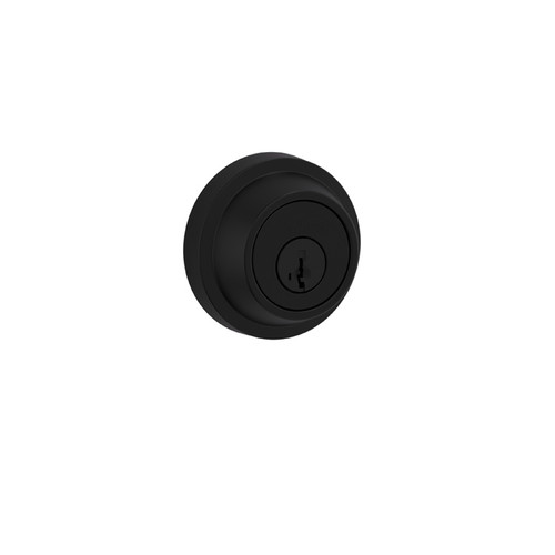 Kwikset 660 Rdt Contemporary Single Cylinder Deadbolt Smartkey With Round Corner Adjustable Latch And Round Corner Strike, Matte Black