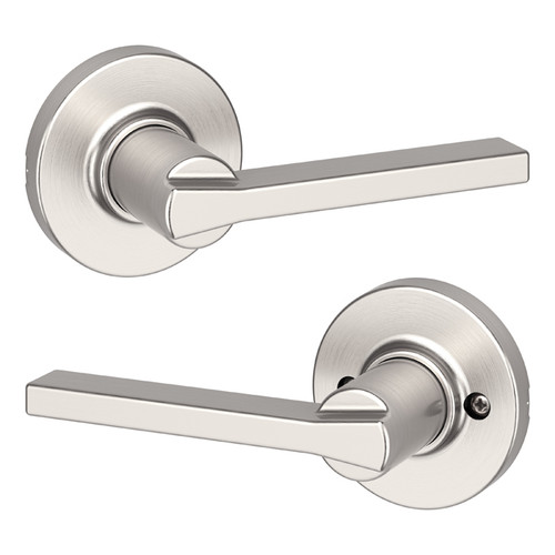 Kwikset Casey Passage Lever With Round Rose, 6-Way Adjustable Latch And Round Corner Strike, Satin Nickel