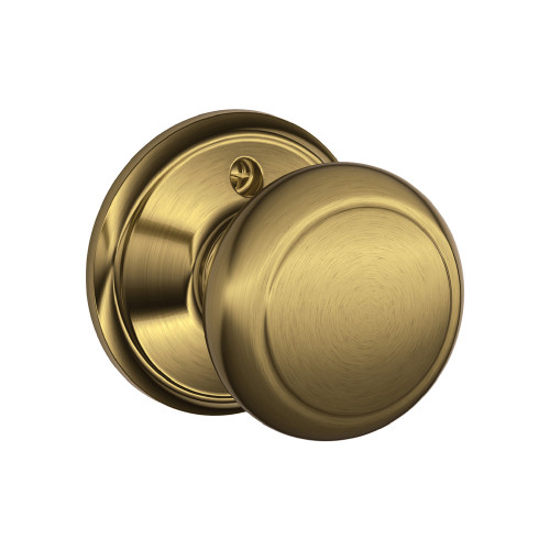 Schlage Residential F170 Andover Knob Single Dummy Trim Function, Antique, Satin Brass Blackened