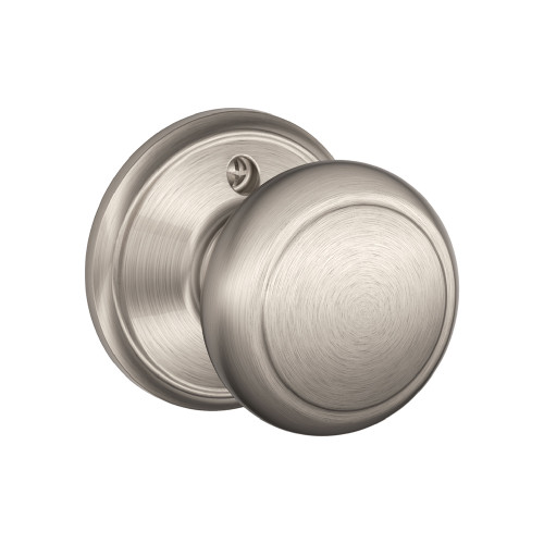 Schlage Residential F170 Andover Knob Single Dummy Trim Function, Satin Nickel