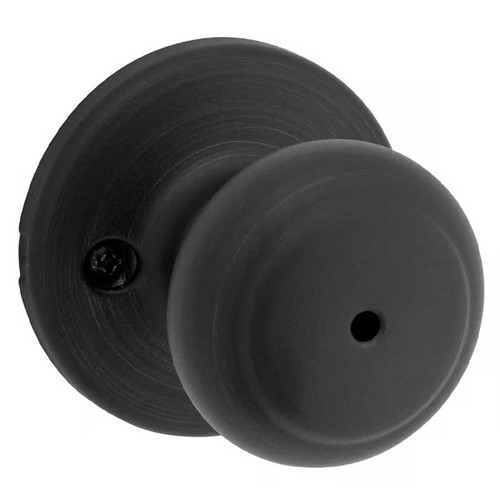 Kwikset Cove Privacy Knob With 6-Way Adjustable Latch And Round Corner Strike, Matte Black
