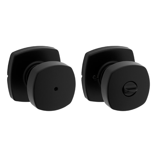 Kwikset Arroyo Privacy Knob With 6-Way Adjustable Latch And Round Corner Strike, Matte Black