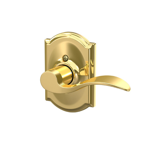 Schlage Residential F170 Accent Lever Single Dummy Trim With Camelot Trim Function, Decorative, Right Hand Handing, Bright Polished Brass