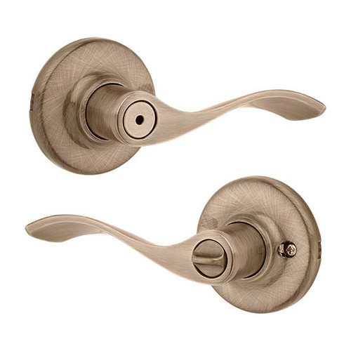 Kwikset Balboa Privacy Lever With 6-Way Adjustable Latch And Round Corner Strike, Satin Brass Blackened