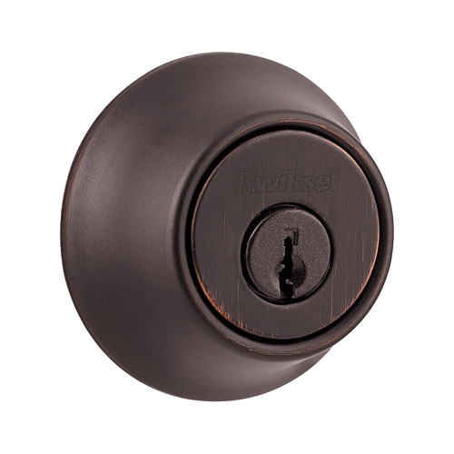 Kwikset 660 Single Cylinder Deadbolt Round, Round Corner Adjustable Latch, With Round Corner 1" X 2-1/4" Strike And Round Corner Full Lip Strike, Venetian Bronze