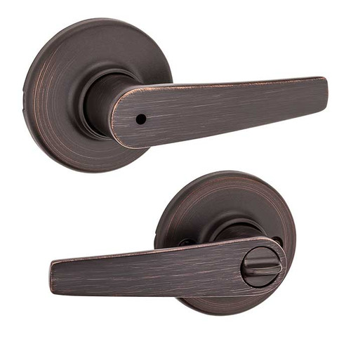 Kwikset Delta Privacy Lever With 6-Way Adjustable Latch And Round Corner Strike, Venetian Bronze