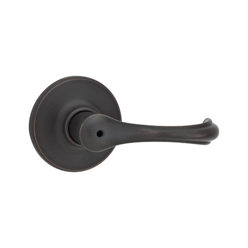 Kwikset Dorian Privacy Lever With 6-Way Adjustable Latch And Round Corner Strike, Venetian Bronze