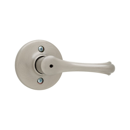 Kwikset Dorian Privacy Lever With 6-Way Adjustable Latch And Round Corner Strike, Satin Nickel