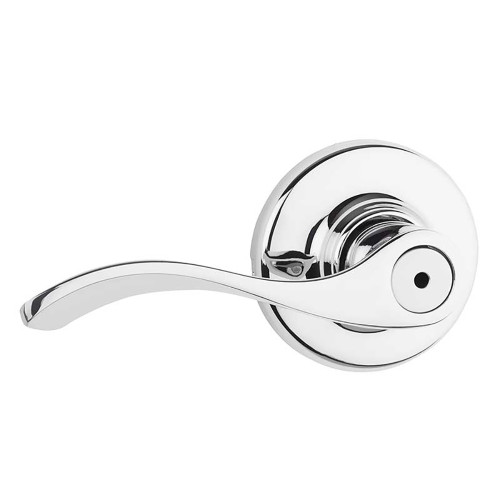 Kwikset Balboa Privacy Lever With 6-Way Adjustable Latch And Round Corner Strike, Bright Polished Chrome