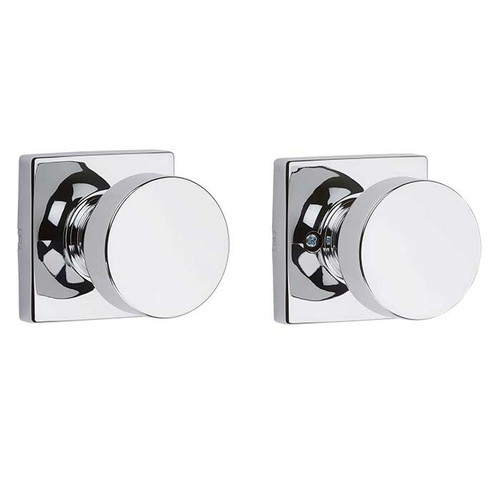 Kwikset Pismo Passage Knob With Square Rose, 6-Way Adjustable Latch And Round Corner Strike, Bright Polished Chrome