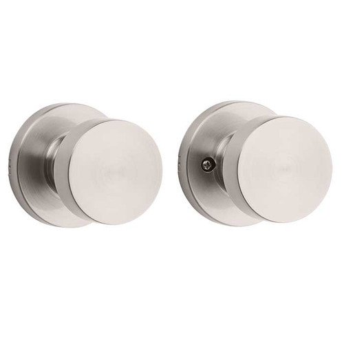 Kwikset Pismo Passage Knob With Round Rose, 6-Way Adjustable Latch And Round Corner Strike, Satin Nickel