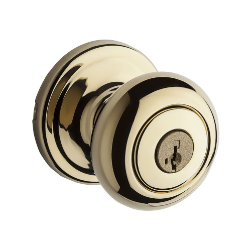 Kwikset Phoenix Keyed Entry Knob Smartkey With 6-Way Adjustable Latch And Round Corner Strike, Bright Polished Brass