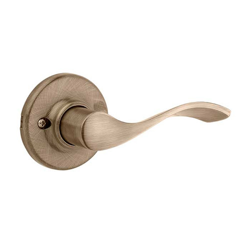 Kwikset Balboa Passage Lever With 6-Way Adjustable Latch And Round Corner Strike, Satin Brass Blackened