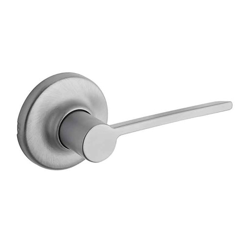Kwikset Ladera Passage Lever With Round Rose, 6-Way Adjustable Latch And Round Corner Strike, Satin Chrome