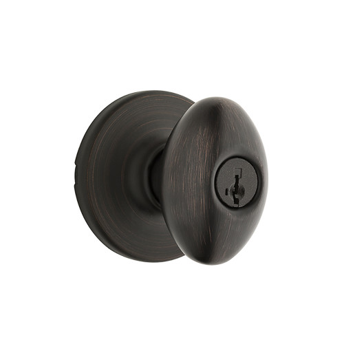 Kwikset Aliso Keyed Entry Knob Smartkey With 6-Way Adjustable Latch And Round Corner Strike, Venetian Bronze