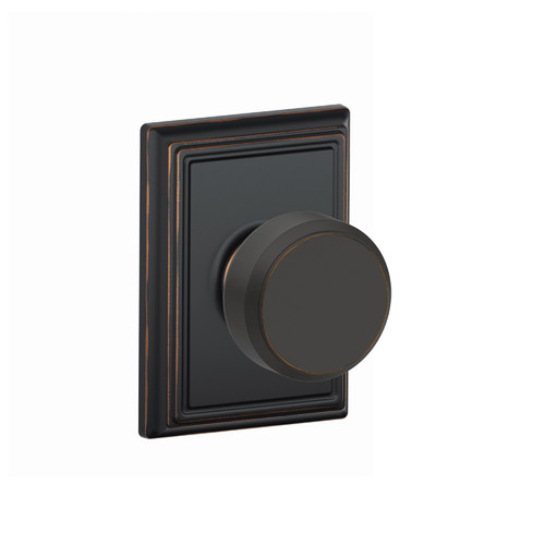 Schlage Residential F170 Bowery Knob Single Dummy Trim With Addison Trim Function, Decorative, Aged Bronze