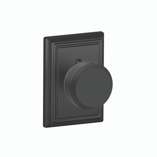 Schlage Residential F170 Bowery Knob Single Dummy Trim With Addison Trim Function, Decorative, Matte Black