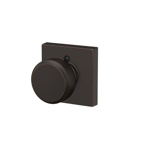Schlage Residential F170 Bowery Knob Single Dummy Trim With Collins Trim Function, Decorative, Aged Bronze