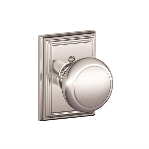 Schlage Residential F170 Andover Knob Single Dummy Trim With Addison Trim Function, Decorative, Bright Polished Chrome