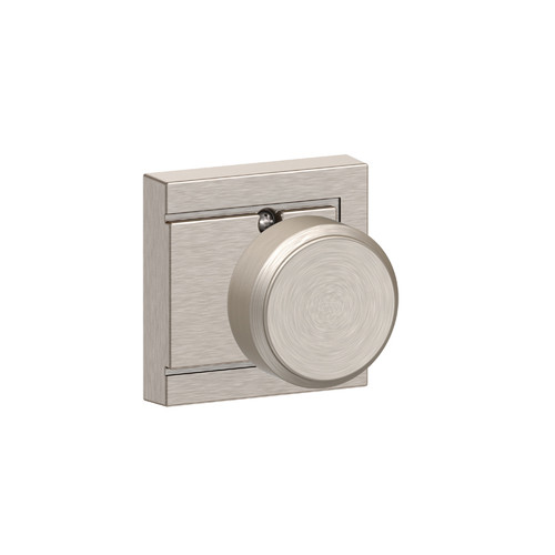 Schlage Residential F170 Bowery Knob Single Dummy Trim With Upland Trim Function, Decorative, Satin Nickel