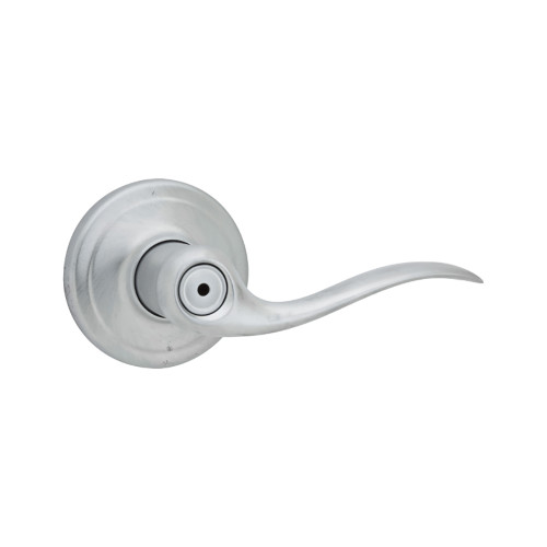 Kwikset Tustin Privacy Lever With 6-Way Adjustable Latch And Round Corner Strike, Satin Chrome