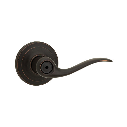 Kwikset Tustin Privacy Lever With 6-Way Adjustable Latch And Round Corner Strike, Venetian Bronze