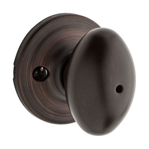 Kwikset Laurel Privacy Knob With 6-Way Adjustable Latch And Round Corner Strike, Venetian Bronze