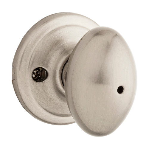Kwikset Laurel Privacy Knob With 6-Way Adjustable Latch And Round Corner Strike, Satin Nickel