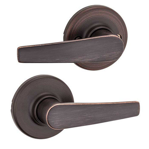 Kwikset Delta Passage Lever With 6-Way Adjustable Latch And Round Corner Strike, Venetian Bronze