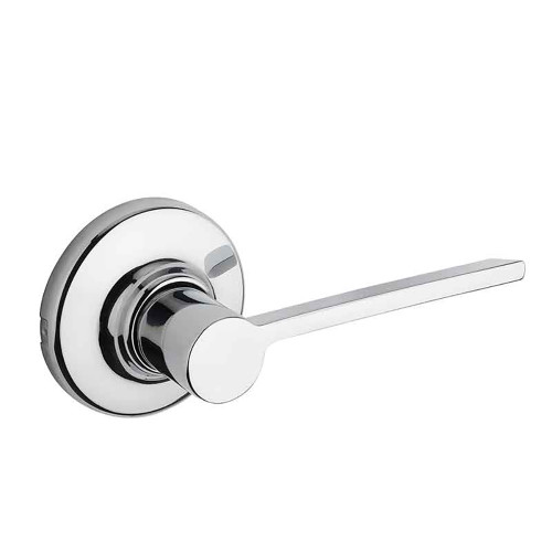 Kwikset Ladera Passage Lever With Round Rose, 6-Way Adjustable Latch And Round Corner Strike, Bright Polished Chrome