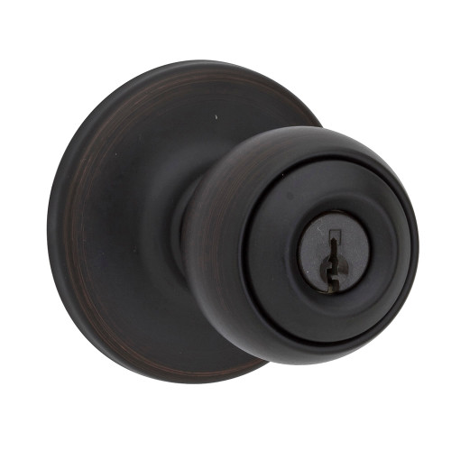 Kwikset Polo Keyed Entry Knob Smartkey With 6-Way Adjustable Latch And Round Corner Strike, Venetian Bronze