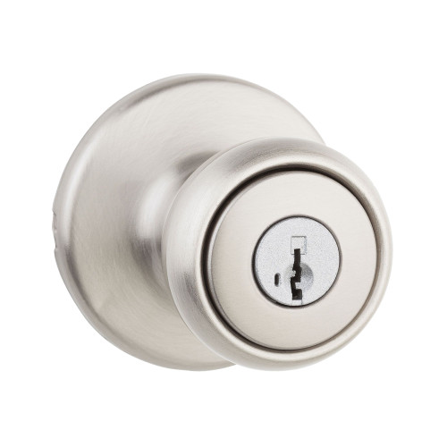 Kwikset Tylo Keyed Entry Knob Smartkey With 6-Way Adjustable Latch And Round Corner Strike, Satin Nickel