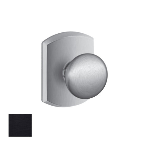 Schlage Residential F10 Plymouth Passage Knob Lock With Greenwich Trim Function, Decorative, Matte Black