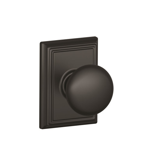 Schlage Residential F10 Plymouth Passage Knob Lock With Addison Trim Function, Decorative, Matte Black