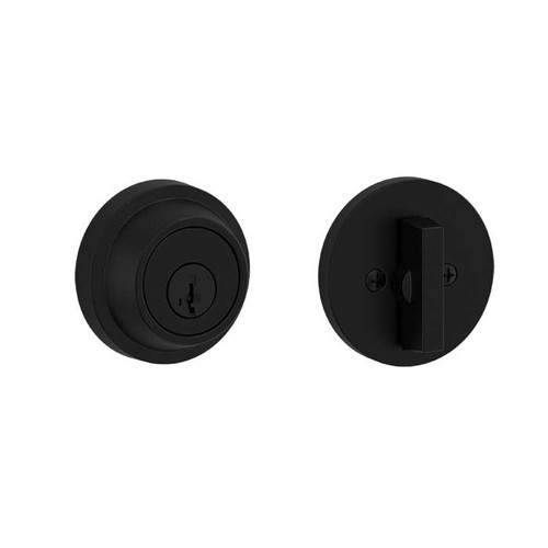 Kwikset 660 Single Cylinder Deadbolt Round Smartkey With Round Face Drive-In Adjustable Latch And Round Corner Strike, Matte Black