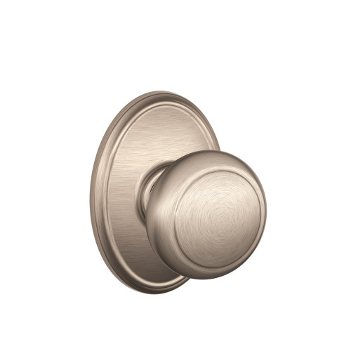 Schlage Residential F10 Andover Passage Knob Lock With Wakefield Trim Function, Decorative, Satin Nickel