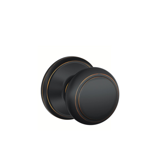 Schlage Residential F10 Andover Passage Knob Lock Function, Aged Bronze