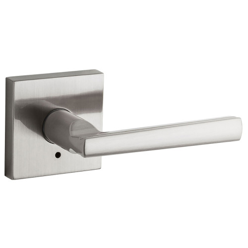 Kwikset Montreal Privacy Lever With Square Rose, 6-Way Adjustable Latch And Round Corner Strike, Satin Nickel