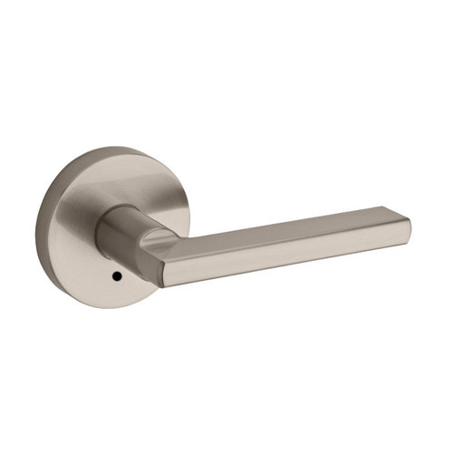 Kwikset Halifax Privacy Lever With Round Rose, 6-Way Adjustable Latch And Round Corner Strike, Satin Nickel