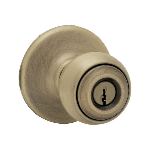 Kwikset Polo Keyed Entry Knob Smartkey With 6-Way Adjustable Latch And Round Corner Strike, Satin Brass Blackened