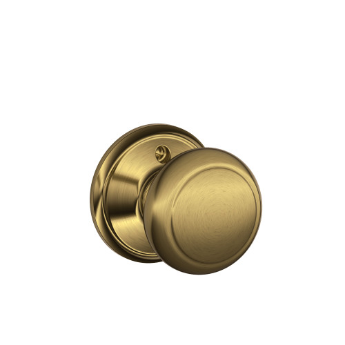 Schlage Residential F40 Andover Privacy Knob Lock Function, Antique, Satin Brass Blackened