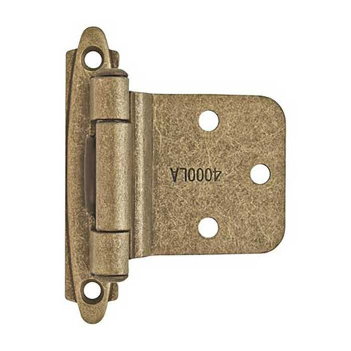 Amerock Face Mount Cabinet Hinges Variable Overlay Self-Closing Hinge, Burnished, 2/Pk, Antique Brass