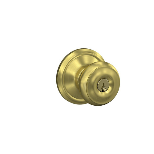 Schlage Residential F51A Georgian Keyed Entry Knob Lock Function, Satin Brass