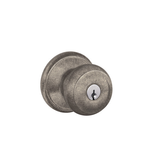 Schlage Residential F51A Georgian Keyed Entry Knob Lock Function, Distressed, Nickel Plated Blackened