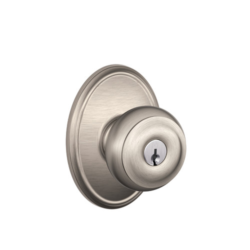 Schlage Residential F51A Georgian Keyed Entry Knob Lock With Wakefield Trim Function, Decorative, Satin Nickel