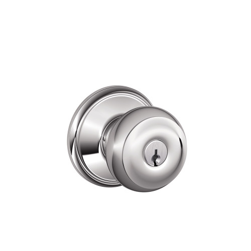 Schlage Residential F51A Georgian Keyed Entry Knob Lock Function, Bright Polished Chrome
