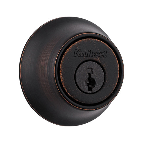Kwikset 665 Double Cylinder Deadbolt, Round Corner Adjustable Latch, With Round Corner 1" X 2-1/4" Strike And Round Corner Full Lip Strike, Venetian Bronze