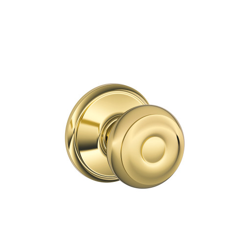 Schlage Residential F10 Georgian Passage Knob Lock Function, Bright Polished Brass