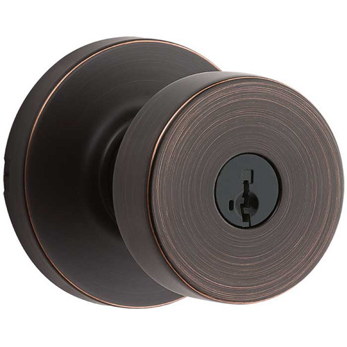 Kwikset Pismo Keyed Entry Knob Smartkey With Round Rose, 6-Way Adjustable Latch And Round Corner Strike, Venetian Bronze